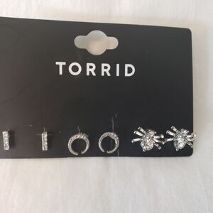 Torrid Silver Crystal 3-Pair Stud Earring Set